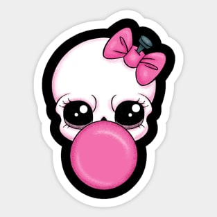 Pink Bubblegum Skull | Cute Skull Art Sticker